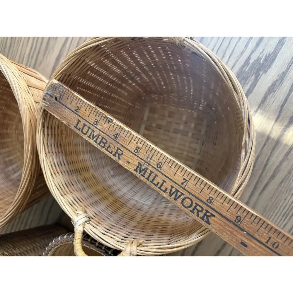 Vintage Woven Basket Planter Set of Four 10” 6